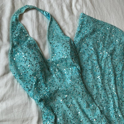 Blue fashion elegant suspenders exquisite beaded long sequined prom dress evening dress party dress gh3578