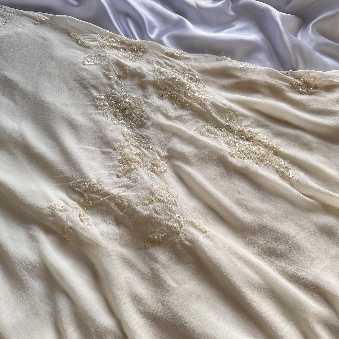 Ivory shiny fashion classy pretty exquisite beaded long chiffon floor-length handmade custom ball gown evening dress party dress prom dress gh3549