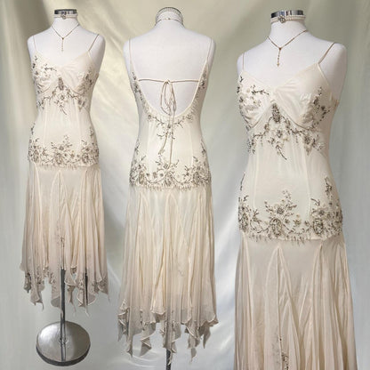 Ivory Shiny Fashion Elegant Beautiful Exquisite Beaded Long Chiffon Handmade Customized Ball Gown Evening Dress Party Dress Prom Dress gh3748