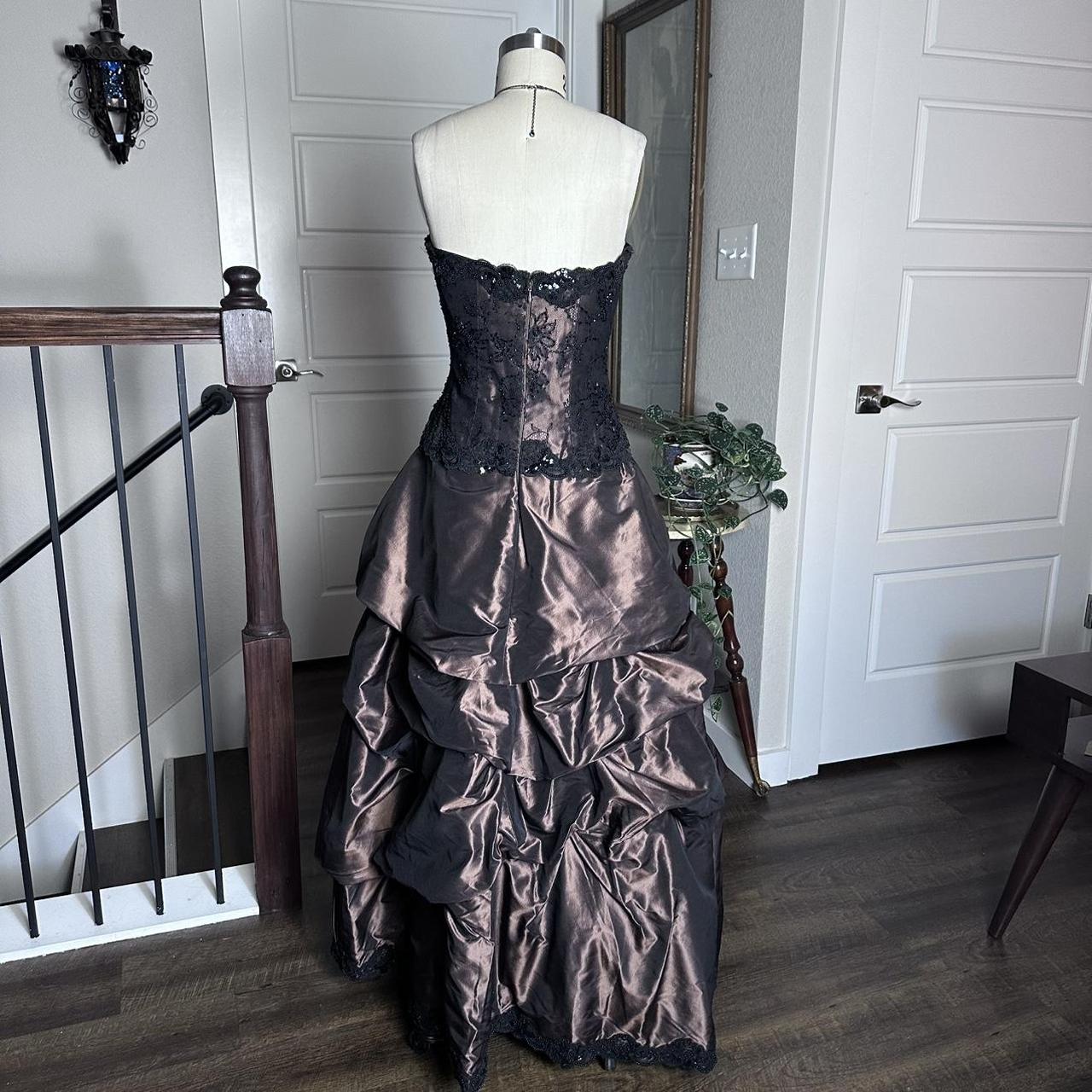 Black Brown Vintage Fashion Stunning Elegant ExquisiteLace Beaded Long Satin Formal Prom Dress Evening Dress Birthday Party Dress Ball Gown Graduation Dress gh3911