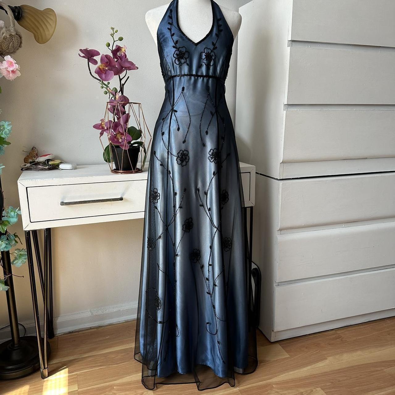 Blue Gorgeous Vintage Elegant Exquisite Beaded Suspender Long Tulle Ball Gown Evening Gown Party Dress Prom Gown gh3877