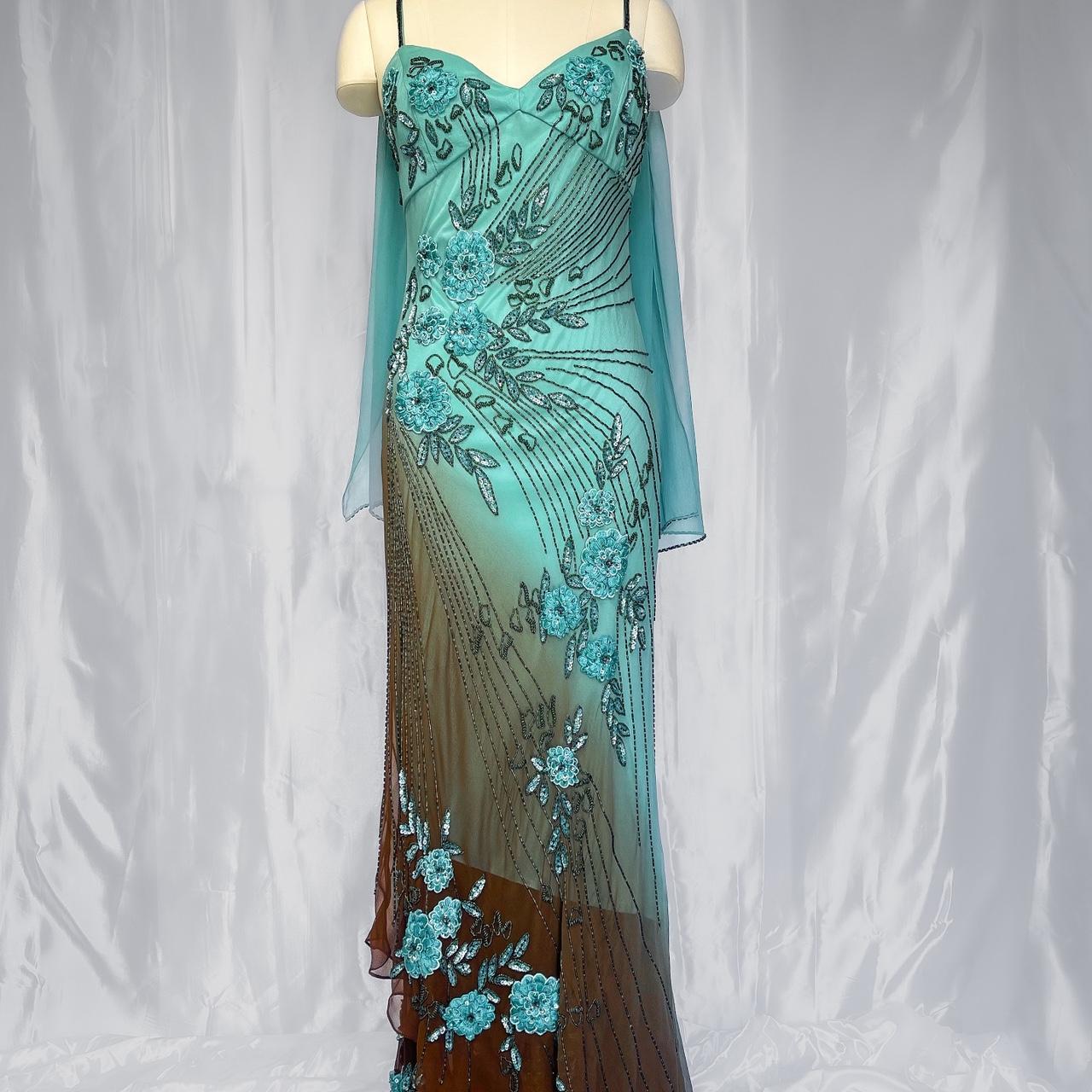 Blue gorgeous exquisite floral beaded long chiffon Prom dress evening dress party dress gh5093