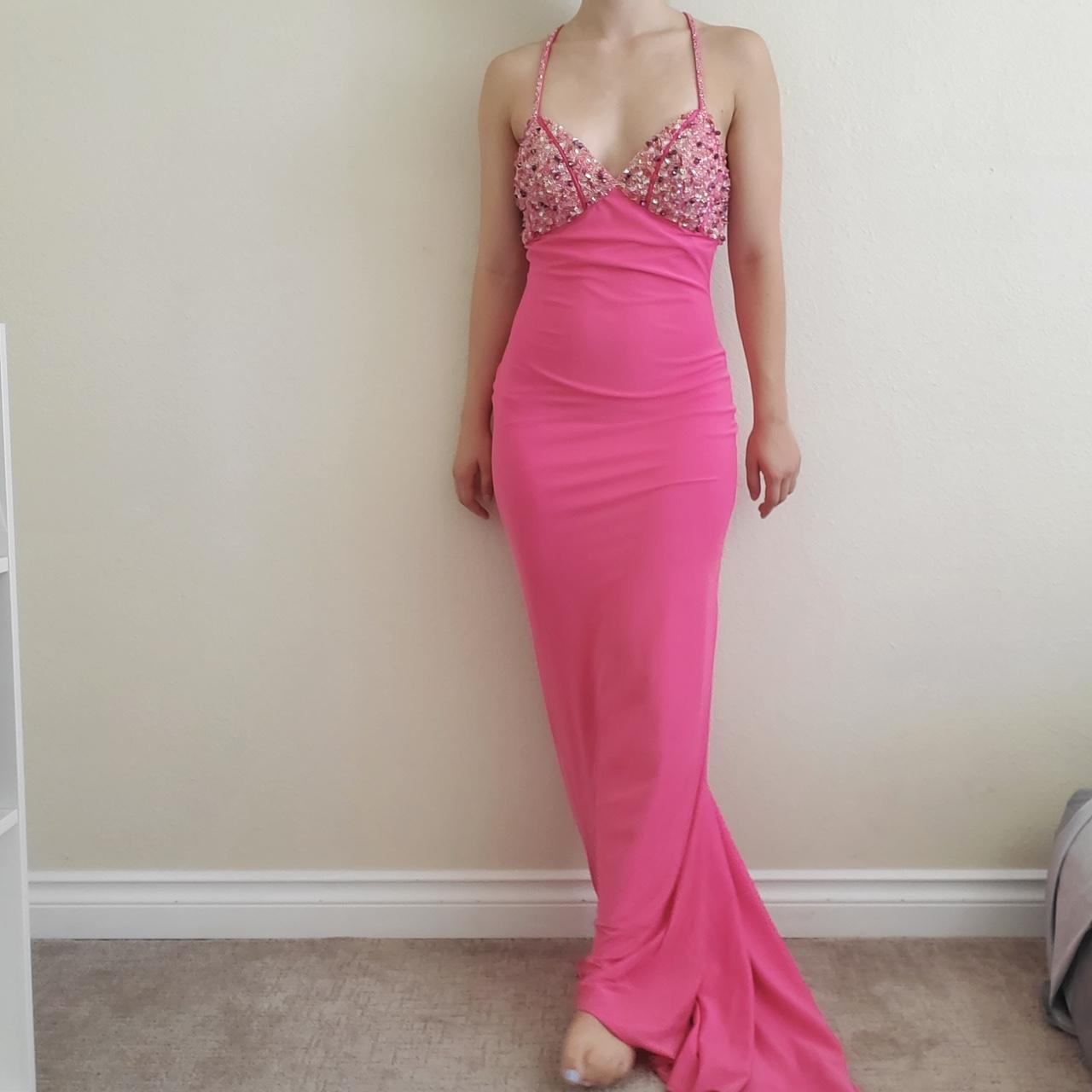 Pink Fashion Elegant V-neck Exquisite Beading Spaghetti Strap Backless Lace-up Long Satin prom dress Evening Dress Party Dress gh3580