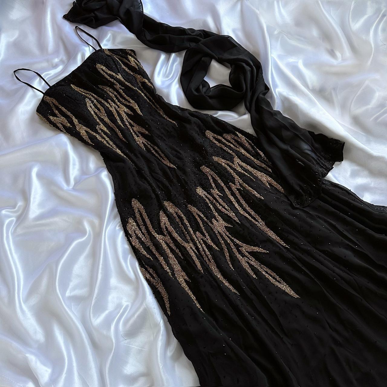 Black Gorgeous Delicate Gold Beaded Rhinestone Spaghetti Straps Long chiffon Ball Gown Evening Gown Party Dress Prom Gown gh3866
