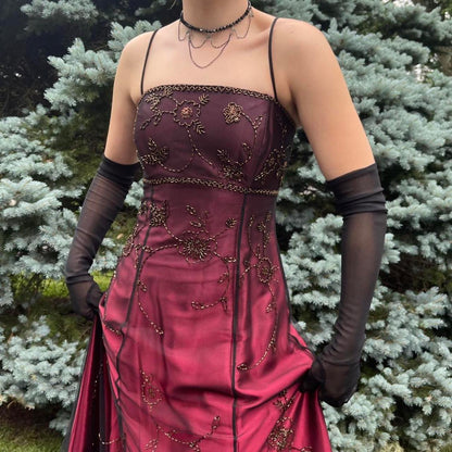 Burgundy Delicate Beaded Long Tulle Elegant Ball Gown Evening Dress Formal Birthday Party Dress Prom Dress gh3615