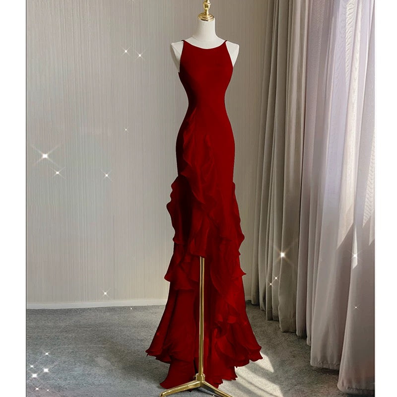 Vintage High Low White Chiffon Wedding Dresses P1018