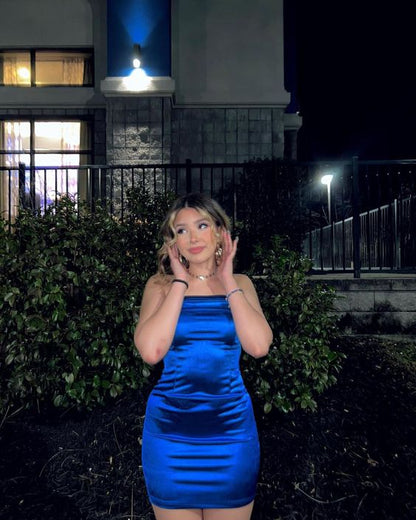 Simple Sheath Strapless Royal Blue Birthday Dresses Birthday Outfits P1031