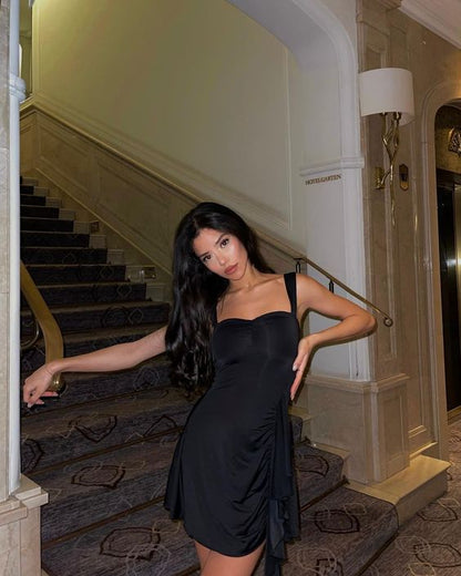 Simple A line Straps 18th Birthday Dresses Black Birthday Outfits P1052