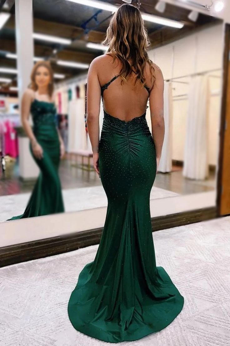 Mermaid Emerald Green Prom Dress Long Prom Dresses P1063