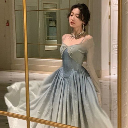 A line Straps Sequin Prom Dresses Formal Evening Dress P1101