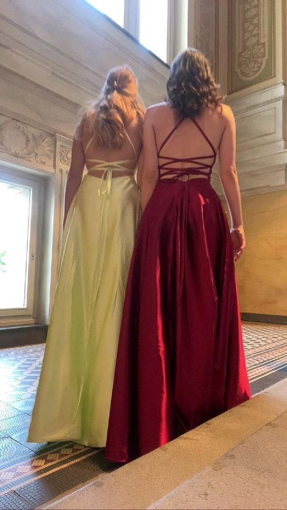 Elegant A line Burgundy Slit Prom Dresses Long Formal Dress P1117