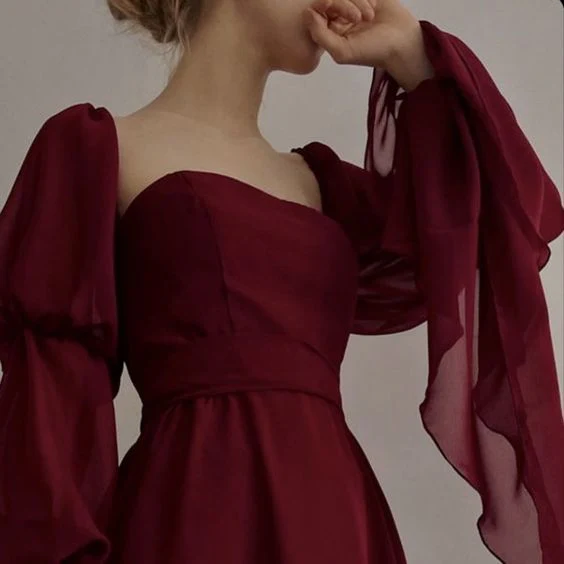 Sexy Square Neckline Chiffon Long Prom Dress 21th Birthday Outfit P1371