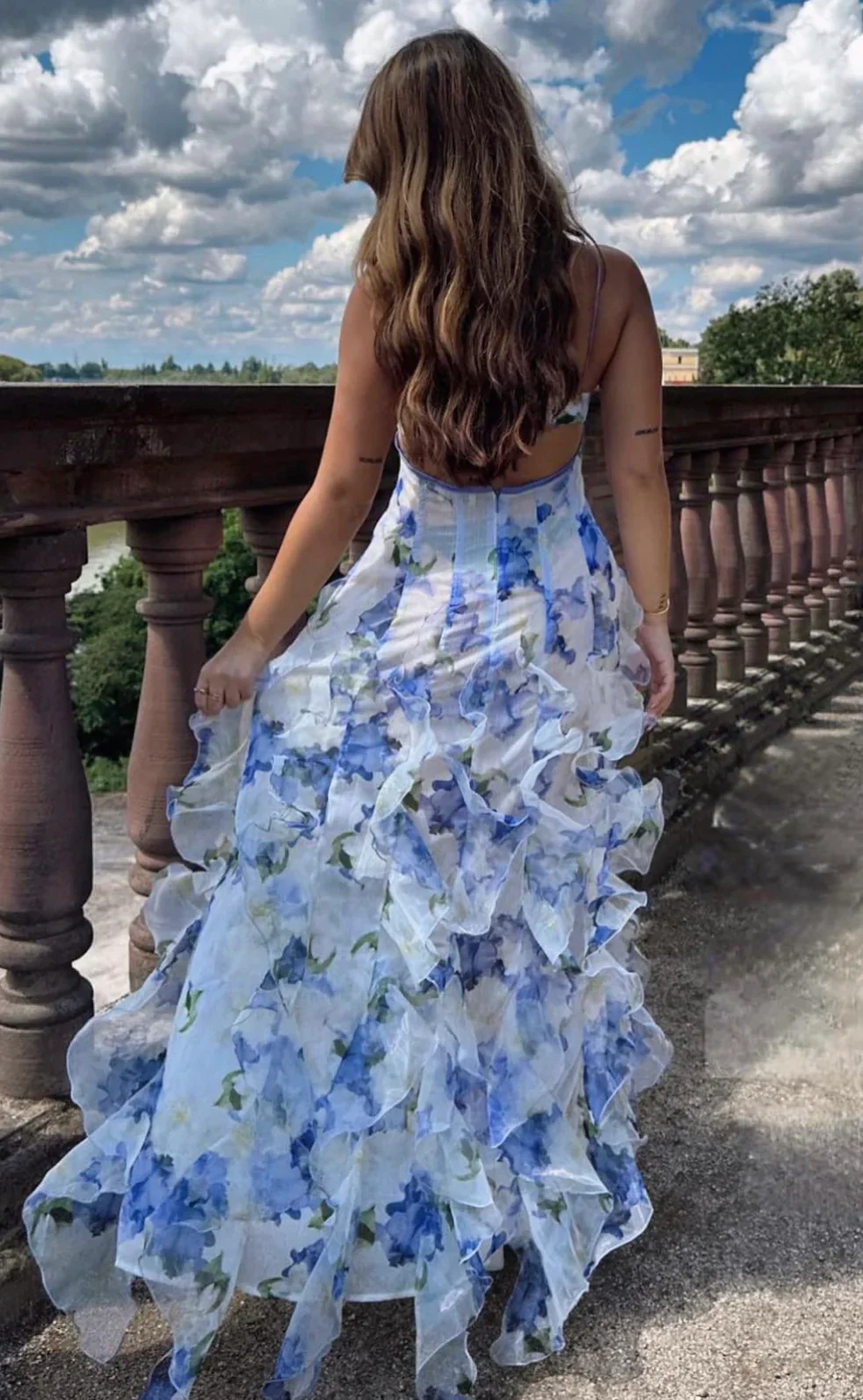 Classic Floral Prom Dresses Long Prom Gown 22th Birthday Outfit P1382
