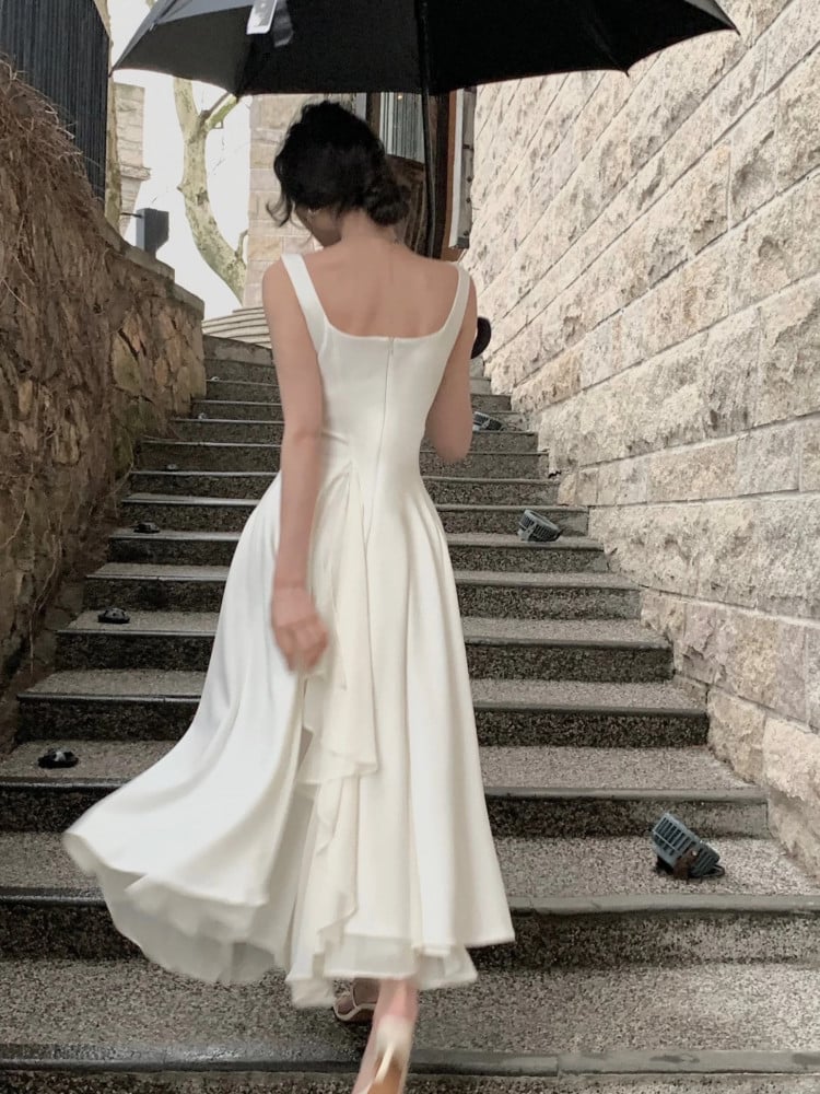 A Line Square Neck Prom Dress Elegant Evening Gown P1474