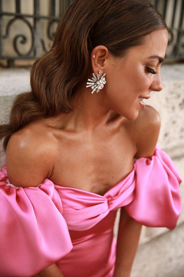 Sexy A line Off The Shoulder Long Pink Prom Dress Party Dresses P1595