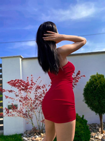 Sexy Sheath Red Straps 18th Birthday Dresses Short Birthday Outfits P1633