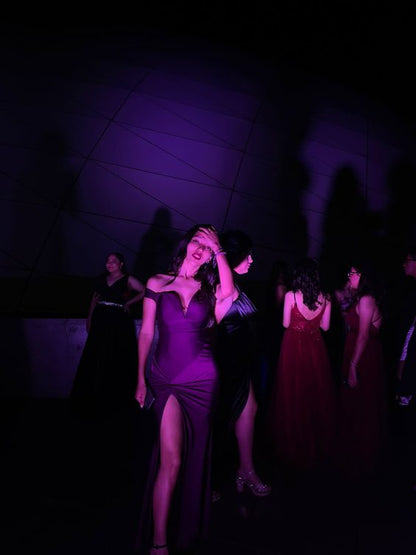 Sexy Mermaid Off The Shoulder Grape Slit Long Prom Dress P1645