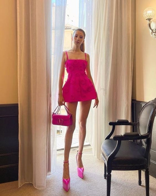 Simple A line Straps 18th Birthday Dresses Pink Birthday Outfits P1681