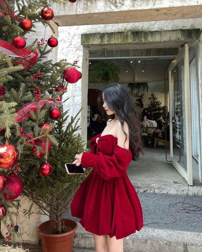 Sexy A line Burgundy 18th Long Sleeves Birthday Dresses Short Birthday Outfits P1785