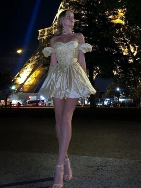 Sexy A line 18th Gold Lace Birthday Dresses Short Birthday Outfits P1812