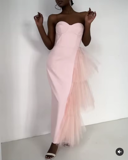 Simple Sheath Sweetheart Pink Long Prom Dresses P1829