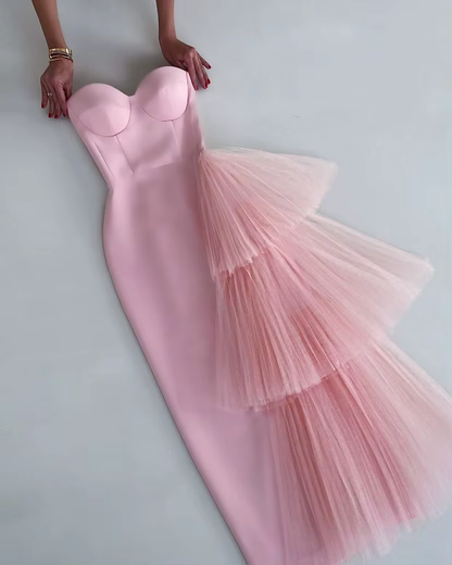 Simple Sheath Sweetheart Pink Long Prom Dresses P1829