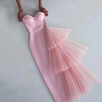 Simple Sheath Sweetheart Pink Long Prom Dresses P1829