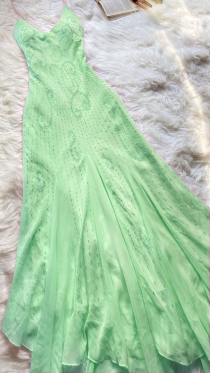 Beautiful Mermaid Prom Gown Pink Chiffon Beads Prom Dresses P1859