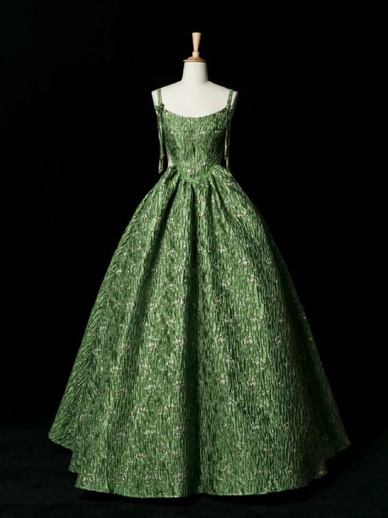 Beautiful Ball Gown Green Lace Prom Gown Long Prom Dresses P1865