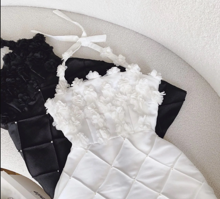 chic a-line satin halter short homecoming dress 18th birthday outfits P1950