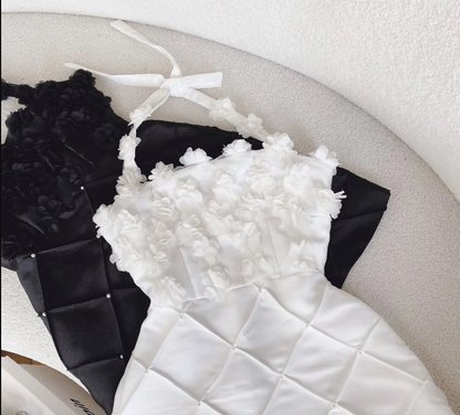 chic a-line satin halter short homecoming dress 18th birthday outfits P1950