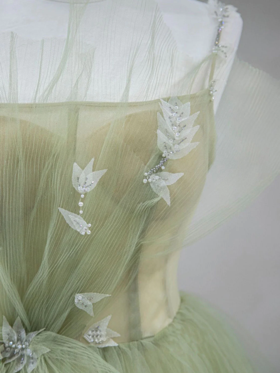 Tulle Long Prom Dress A-Line Green Long Evening Dress P1976