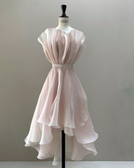 vintage a-line organza pink homecoming dress 18th birthday outfits P2053