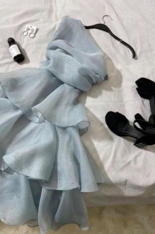 vintage a-line one shoulder homecoming dress 18th birthday outfits P2054