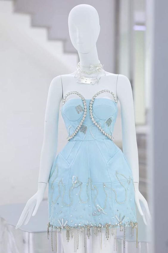 vintage a-line blue homecoming dress 18th birthday outfits P2066