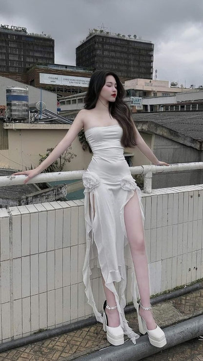 Sexy High Low Strapless White Prom Dresses 21th Birthday Outfit P2079