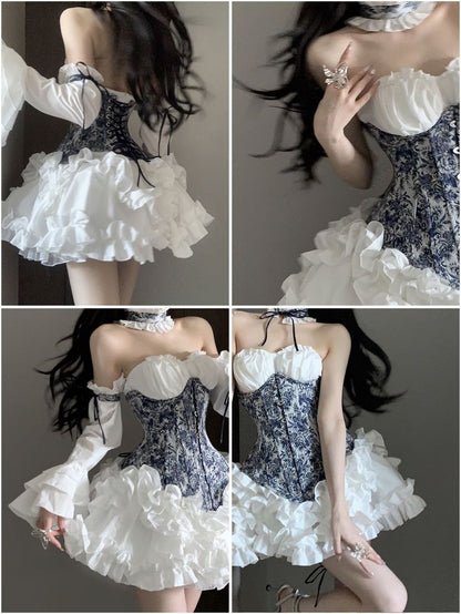 chic a line white long sleeves homecoming dress 16th birthday outfits P2087