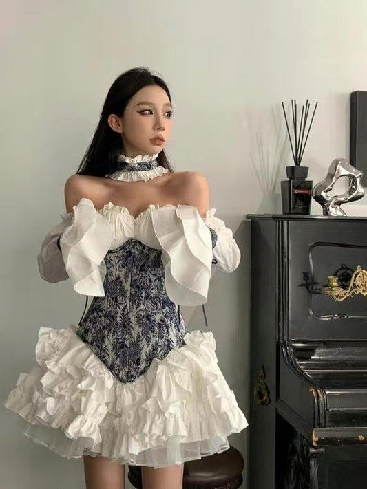 chic a line white long sleeves homecoming dress 16th birthday outfits P2087