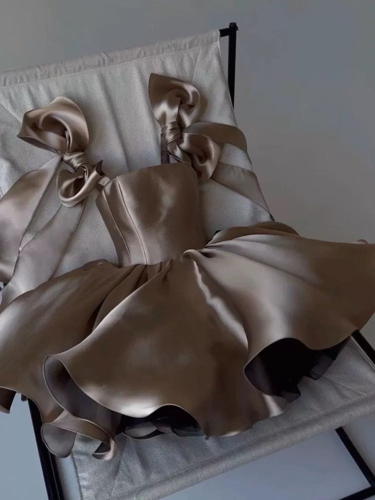 chic ball gown brown homecoming dress 16th birthday outfits P2090