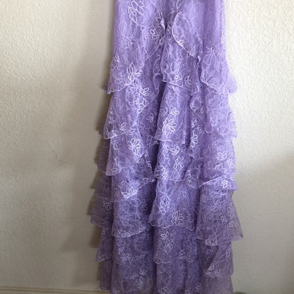 Lilac Lace Long prom Dress Party Dress 21th Birthday Outfits P2109