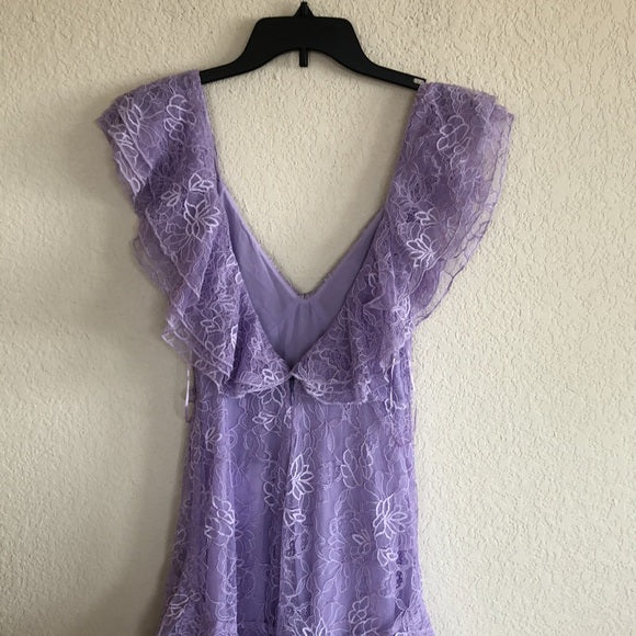 Lilac Lace Long prom Dress Party Dress 21th Birthday Outfits P2109