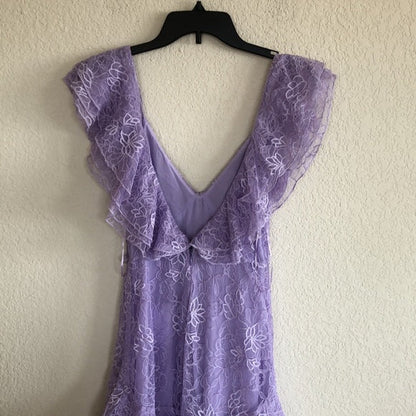 Lilac Lace Long prom Dress Party Dress 21th Birthday Outfits P2109