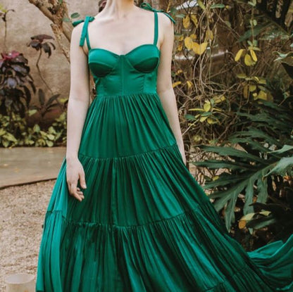 Elegant A line Long Dark Green Prom Dress 22th Birthday Outfits P2138
