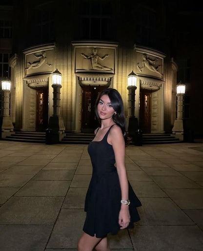 cute a line black straps homecoming dress 18th birthday outfits P2165