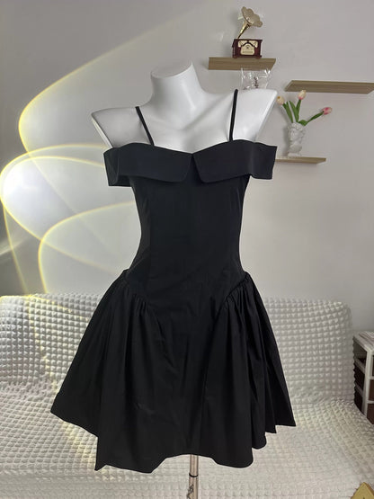 simple a line black off the shoulder homecoming dress 18th birthday outfits P2167