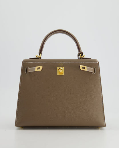 *HOLY GRAIL* Hermès Kelly 25cm Sellier in Etoupe Epsom Leather and Gold Hardware