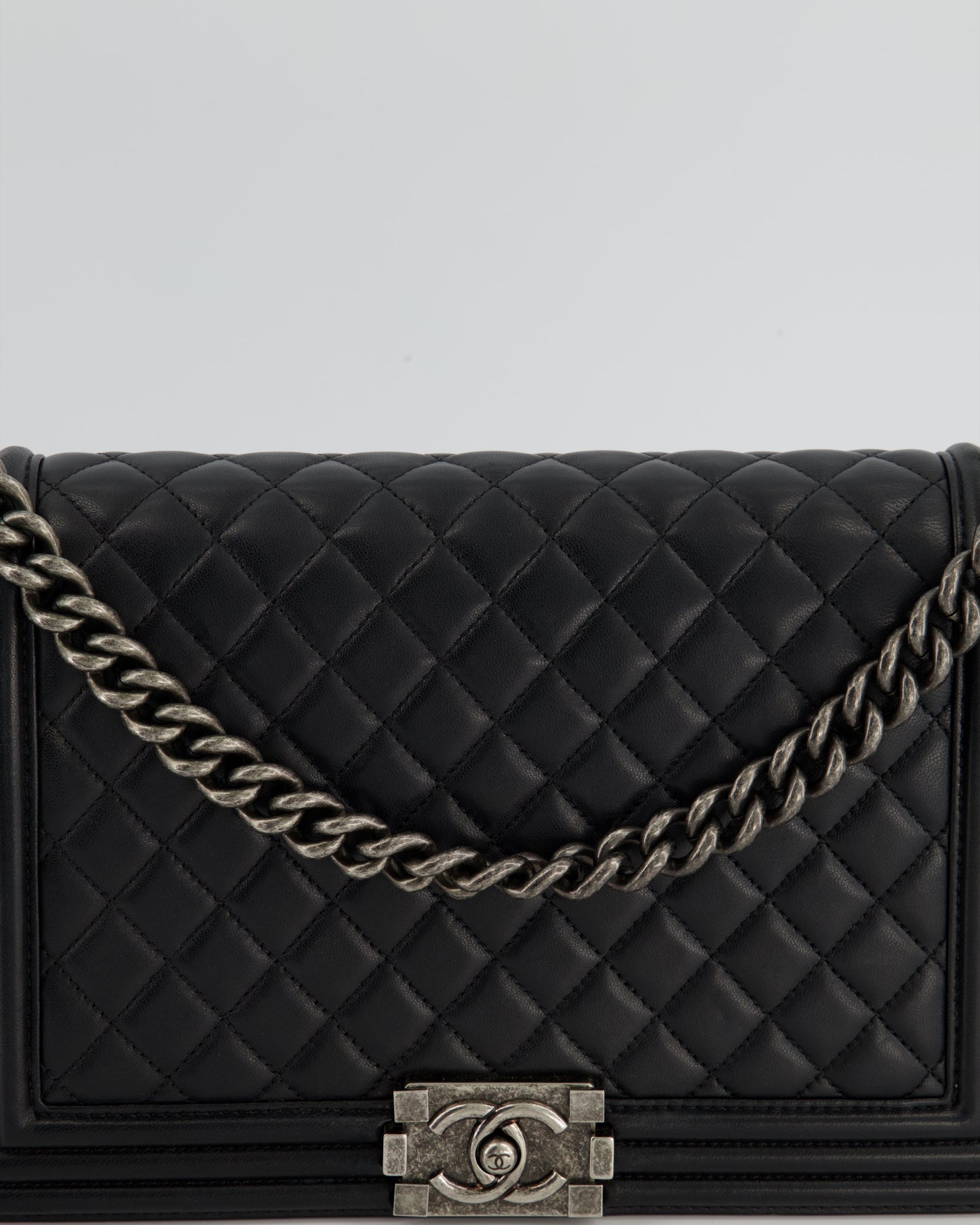 Chanel Black Large Boy Bag in Lambskin Leather with Ruthenium Hardware