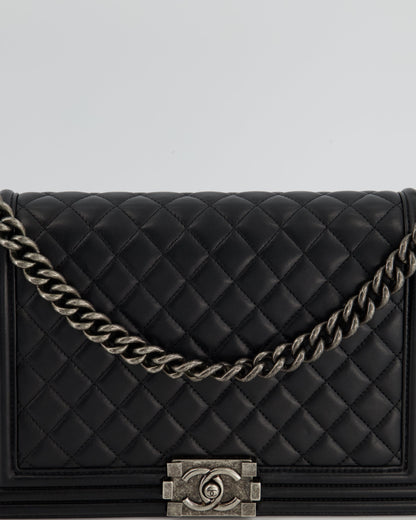 Chanel Black Large Boy Bag in Lambskin Leather with Ruthenium Hardware