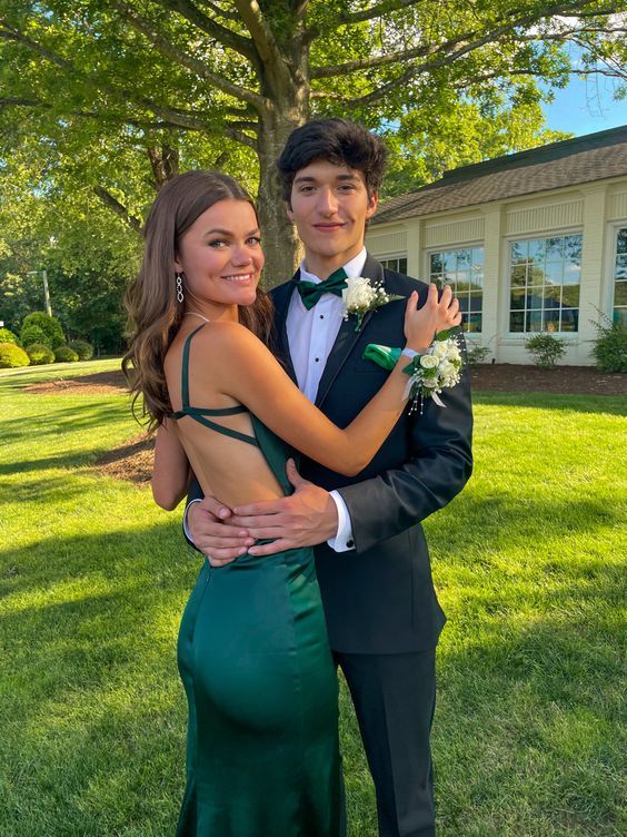 Simple Mermaid Dark Green Backless Long Prom Dresses Formal Dress P2215