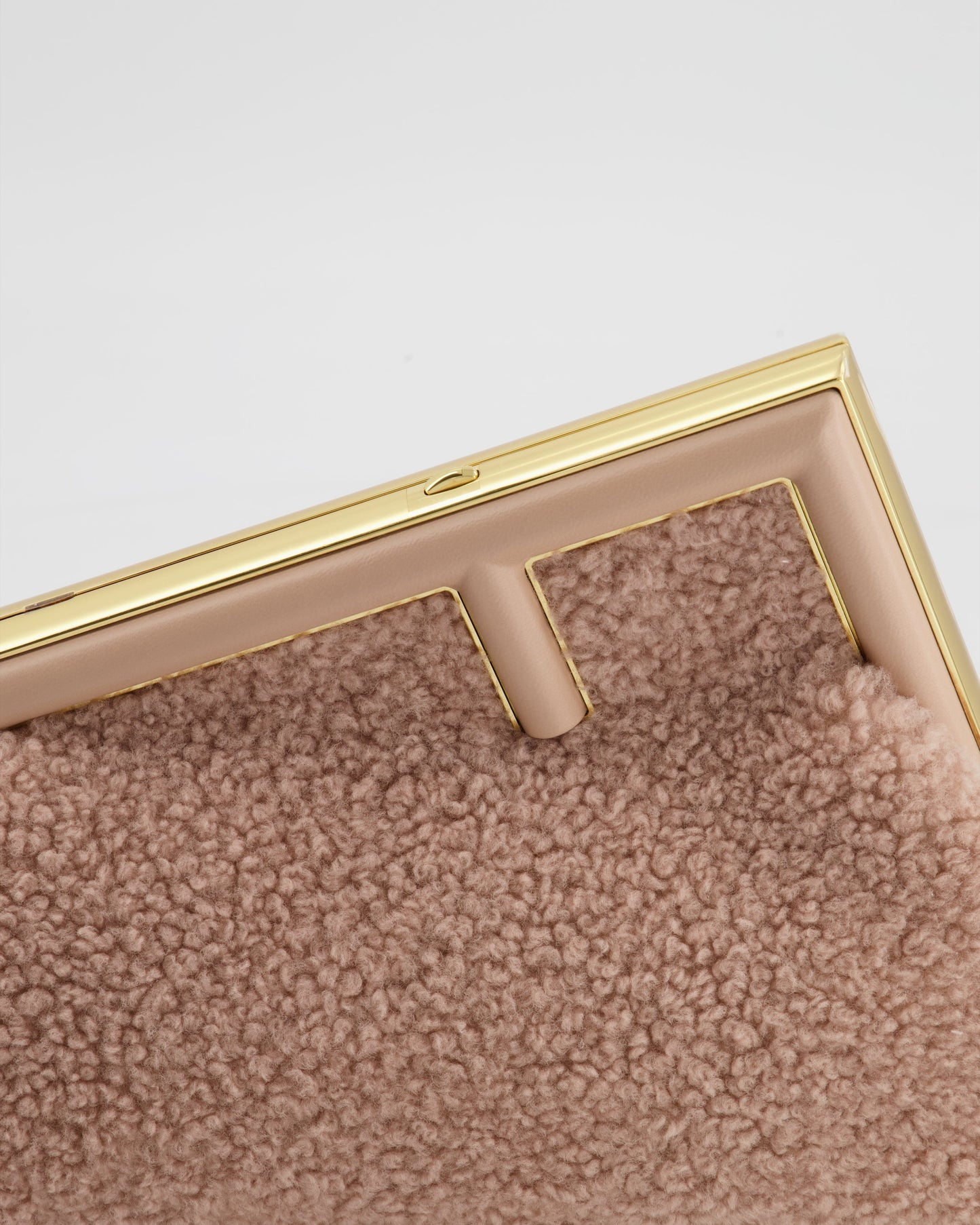 Fendi First Small Dusty Pink Sheepskin Bag with Gold Hardware